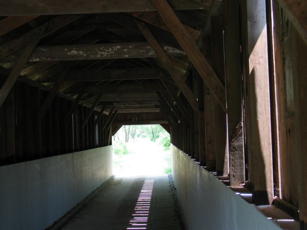 Inside the Sugar River Trail Covered Bridge